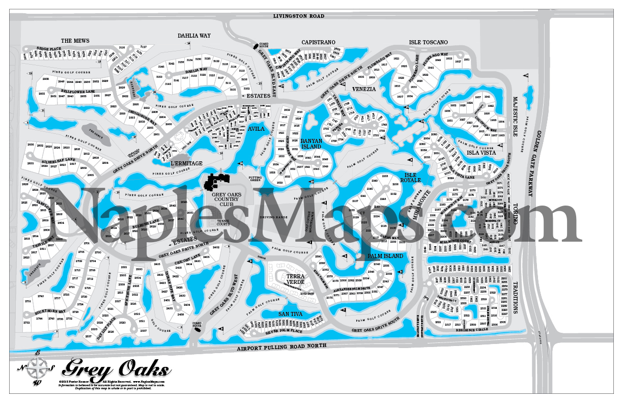 Map of Grey Oaks (Customized Sample) Naples Florida